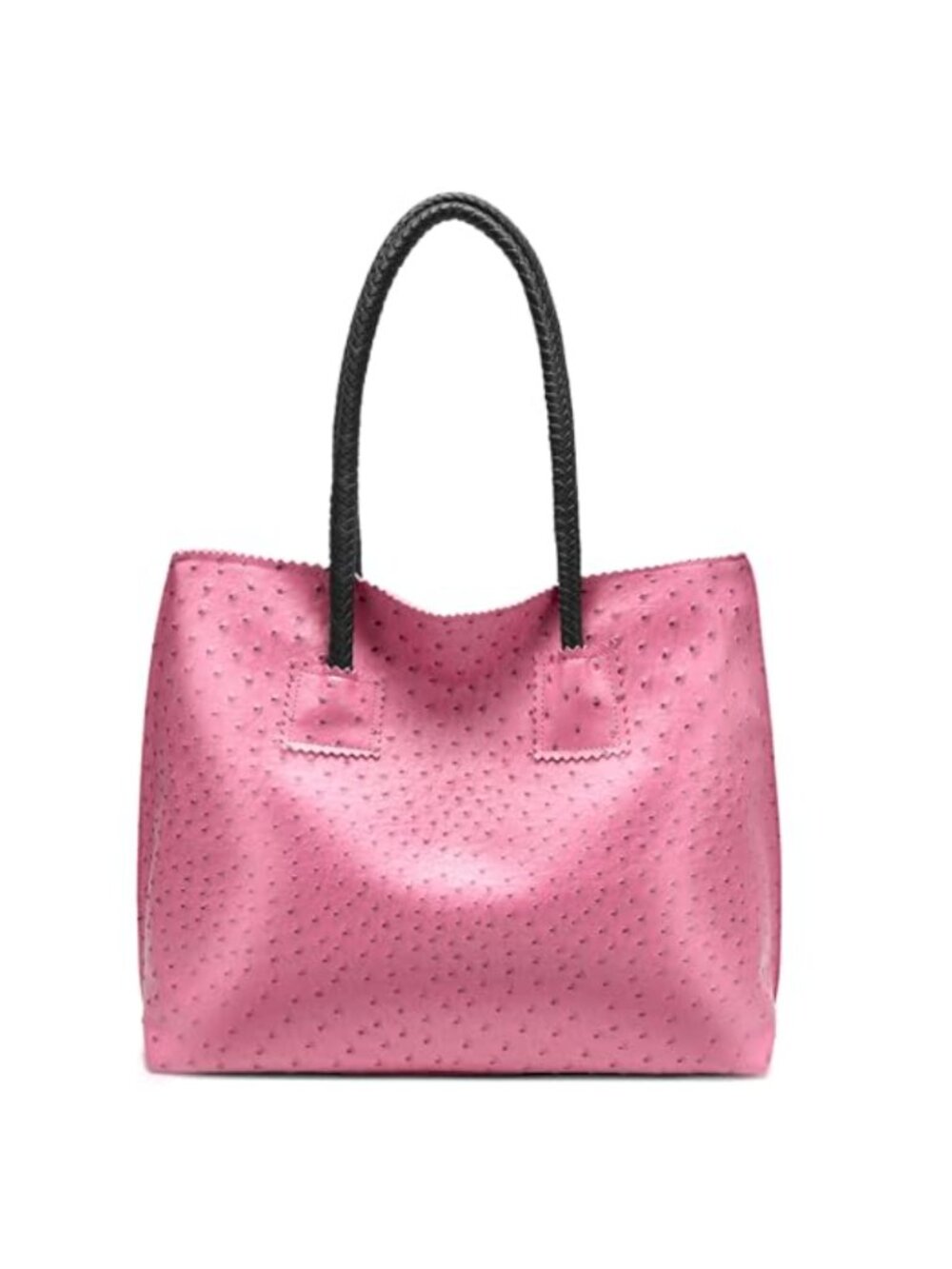 Ostrich Vegan Leather Tote Bag Large Shoulder Handbag Travel Purse
